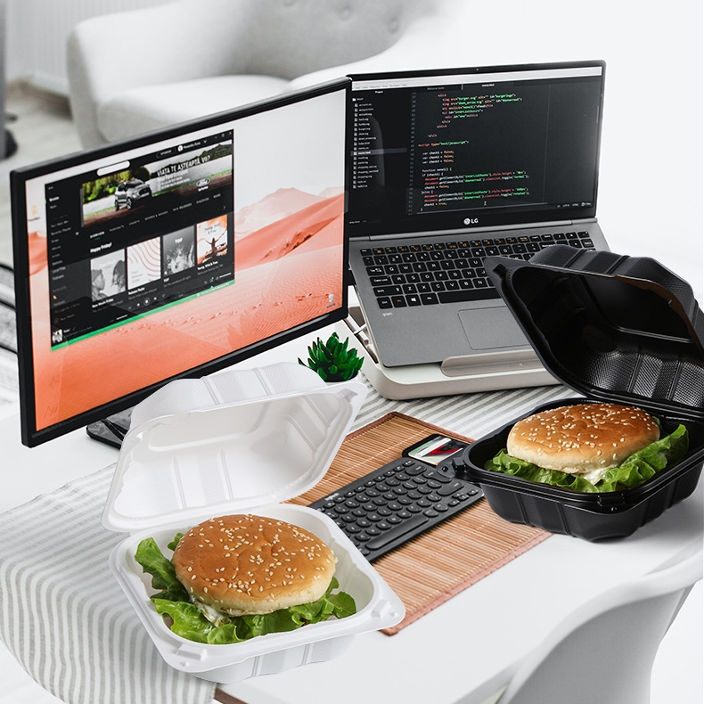 Disposable Takeout Lunch Box American-Style 5.5*5.5 Inch Hamburger and Salad Box Thickened Food-Grade Fast Food Lunch Box