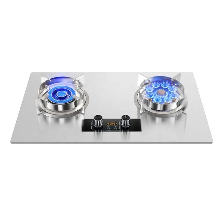 Freestanding Stainless Steel 2 Burner Gas Stove with Timing Function