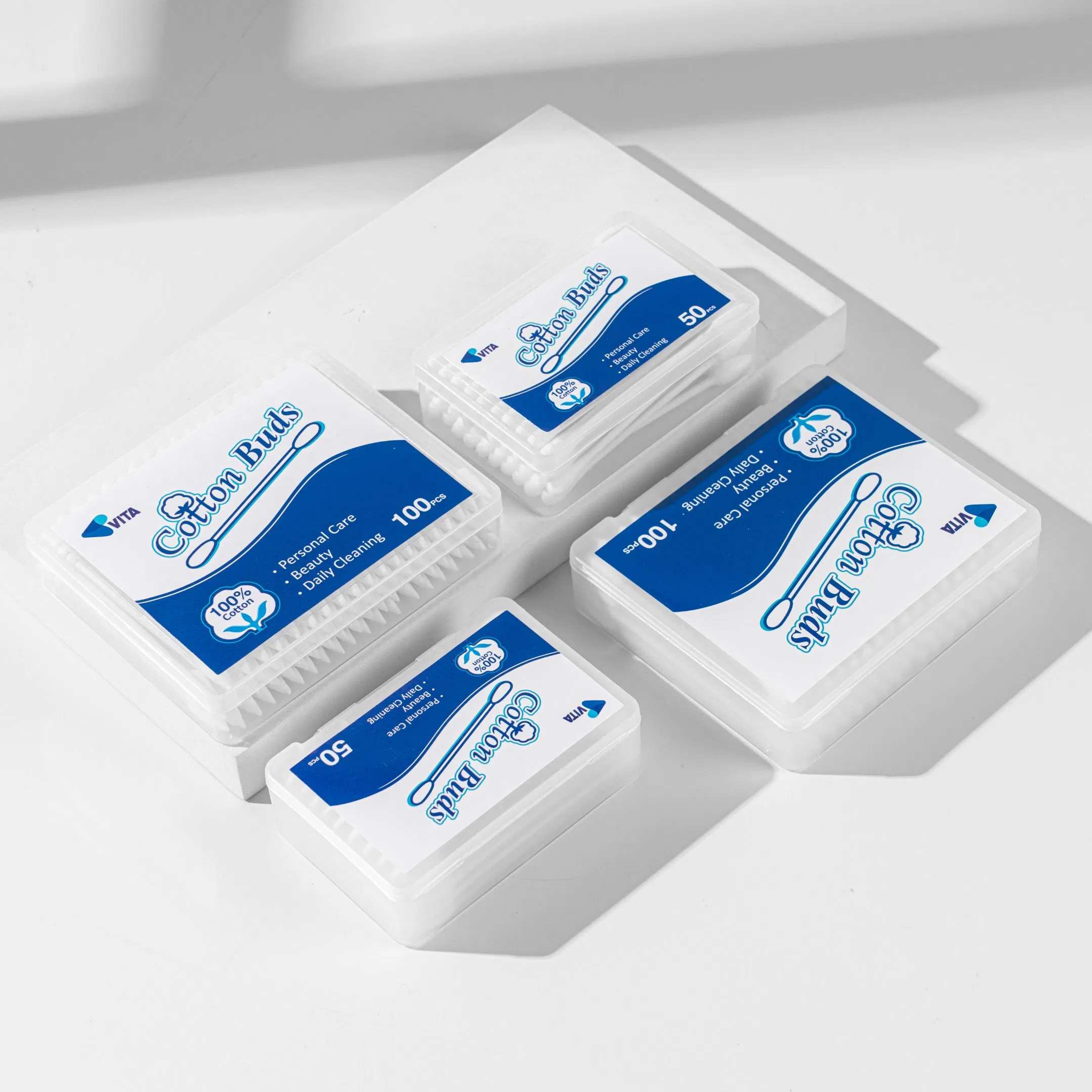 Premium Square Box of 100 Makeup Cotton Swabs for Beauty Care