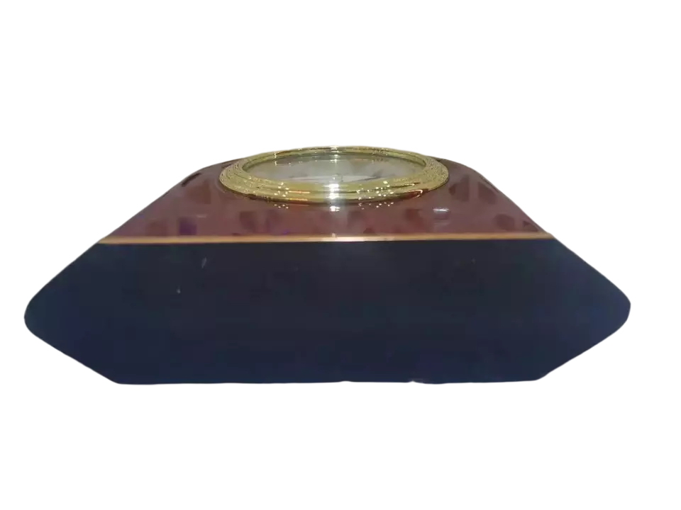 Rosewood Piano Finish Oval Wood Desk Clock