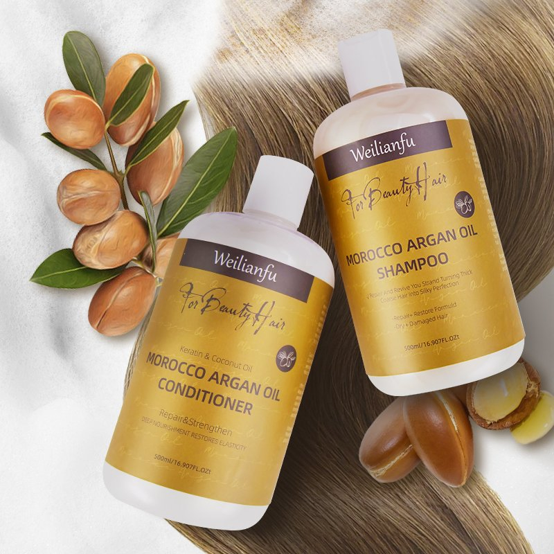 Free Design Available Moroccan Argan Oil Hair Shampoo and Conditioner Set - Nourishing Formula for Smooth Hair, Frizz-Free Hair Shampoo
