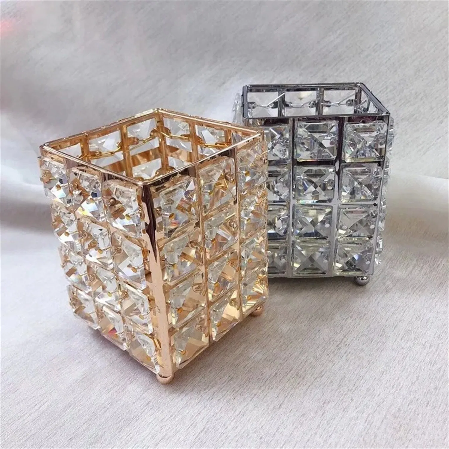 Nail Art Crystal Glass Pen Holder Storage Box Fashion European Desktop Barrel Nail Brush Tool Professional Decoration Barrel Storage Holder