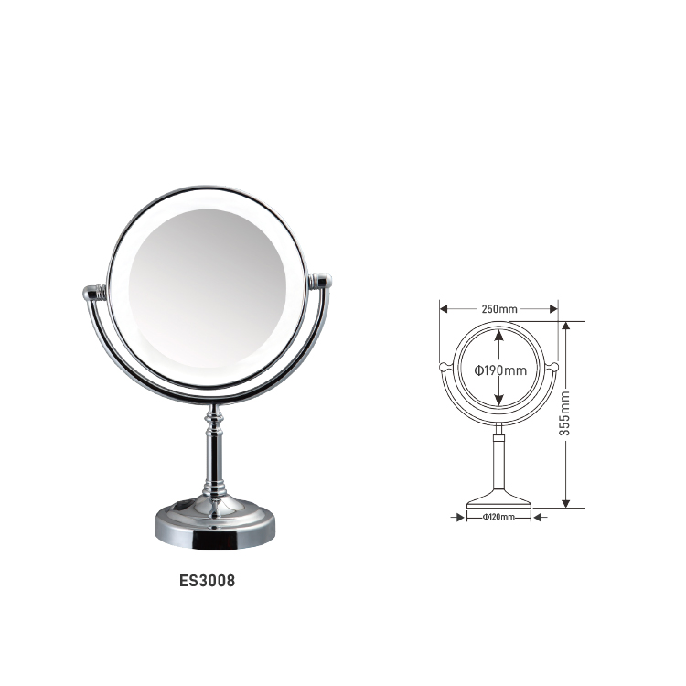 Hot Sale Hotel Double Sided Table Mirror with Light