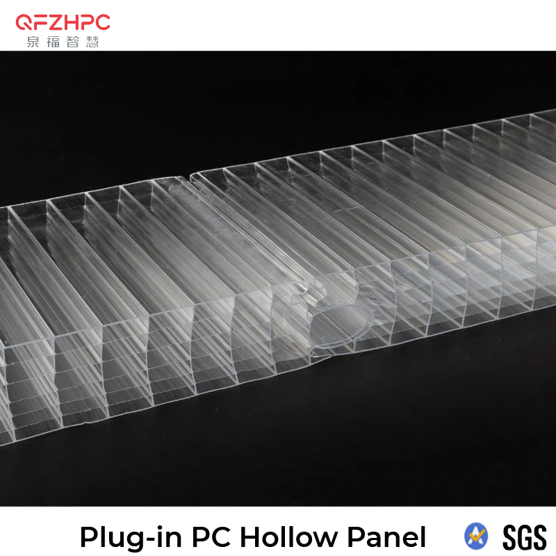 100% Virginal Raw Material UV Protection Clear Plug-Pattern PC Hollow Sheet
