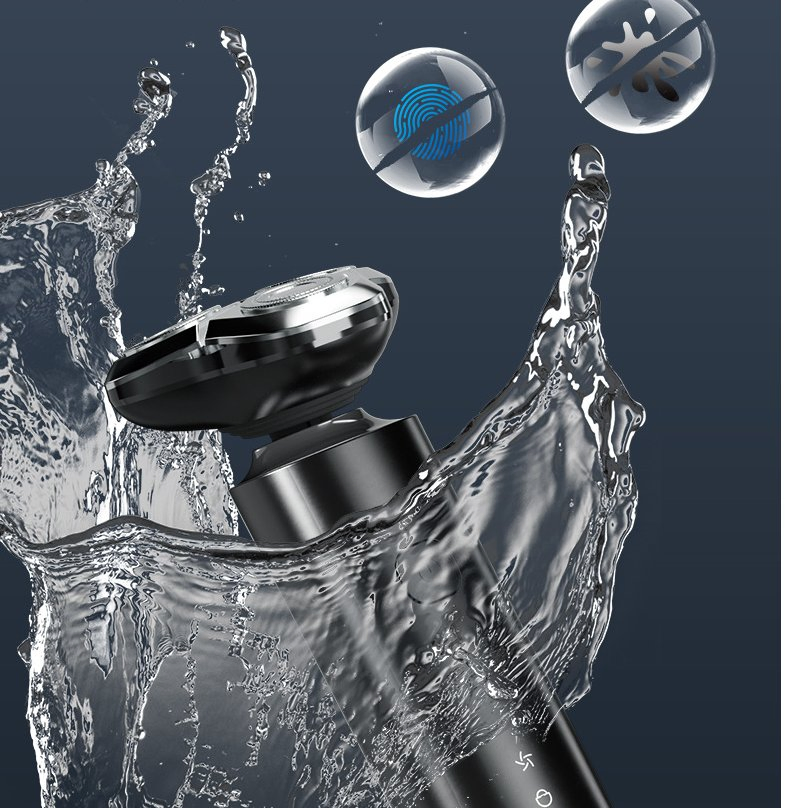 Waterproof Electric Shaver with LED Display and Three Blades