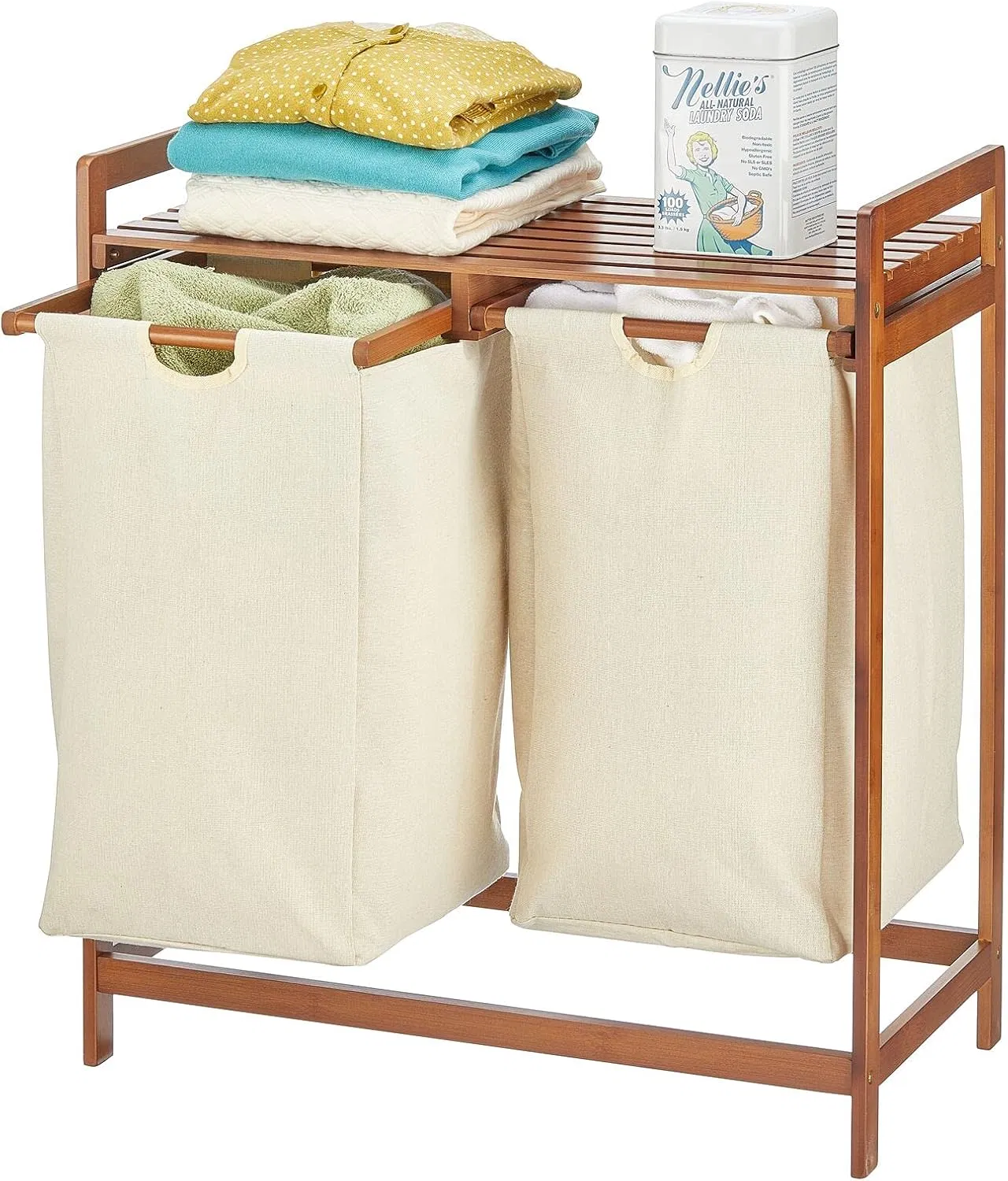 Bamboo Household Bedroom Bathroom Double Drawer Laundry Basket