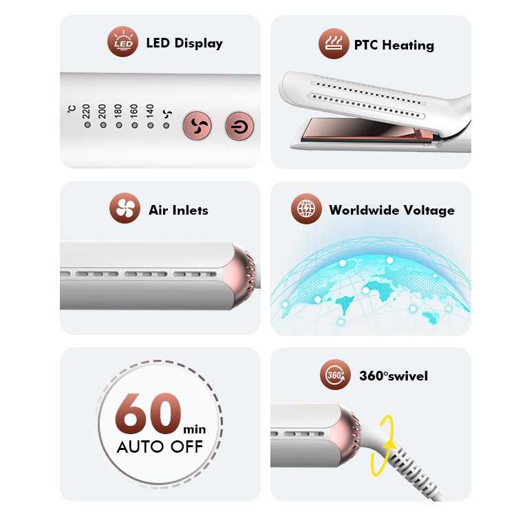 High Quality 2-in-1 Airflow Straightener and Curler for Hair Care and Nourishment, Certified with Famous Hot Settings