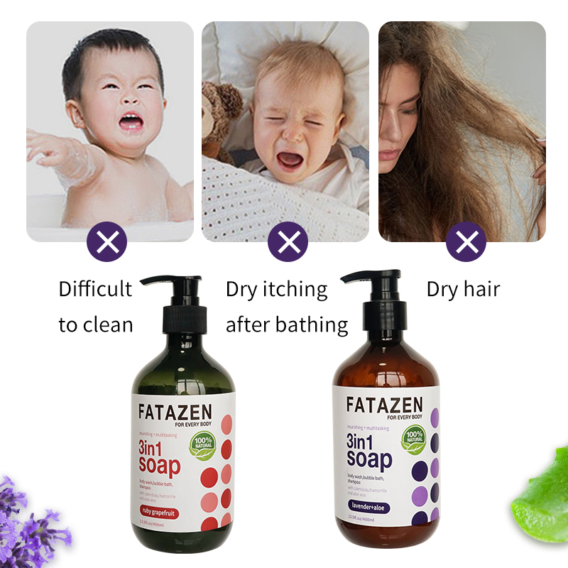 Natural Organic Bath 3-in-1 Soap Cleanser Lavender Aloe Vera Body Shower Gel