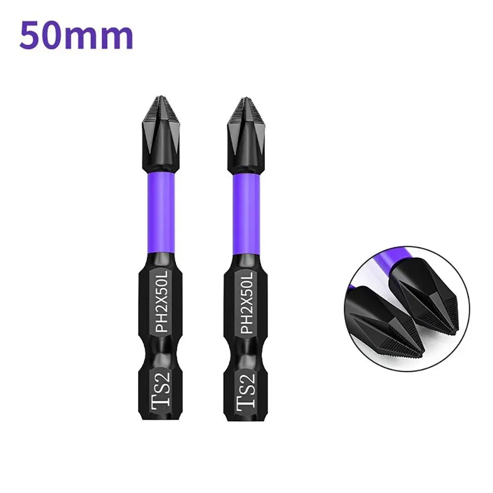 Non-Slip pH2 Magnetic Batch Head High Hardness Alloy Steel Impact Driver Cross Screwdriver Bit 65mm