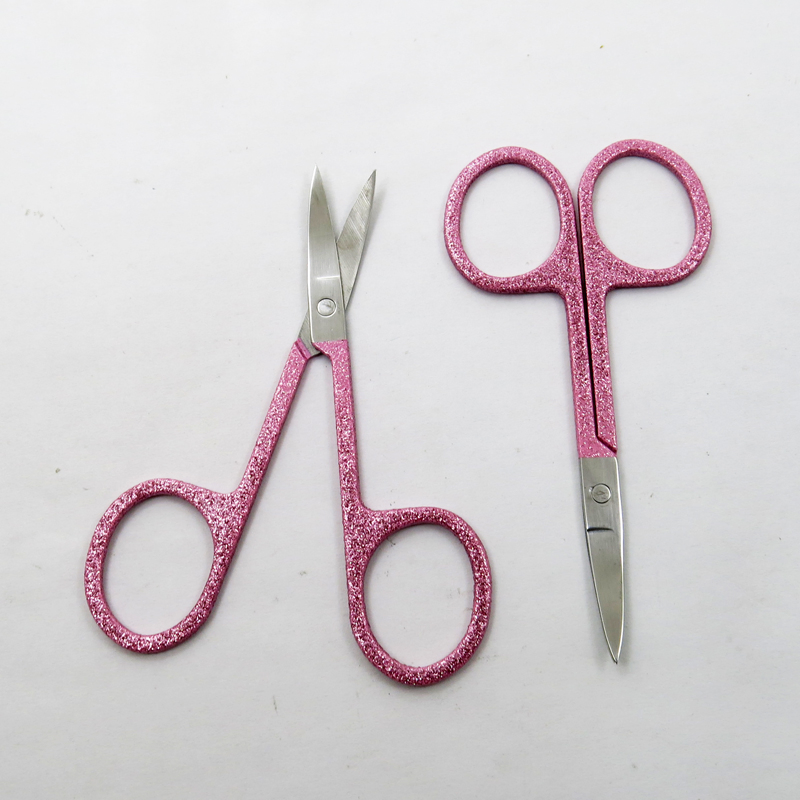 Colorful Coated with Glitter Stainless Steel Beauty Scissors Eyebrow Facial Eyebrow Eyelash Hair Beauty Makeup Scissors