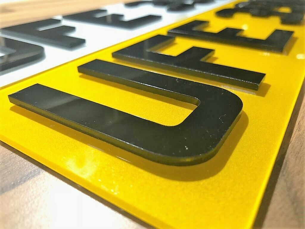 4D 3D Laser Cut Acrylic Double Thick Front and Rear Red Car Number Plates