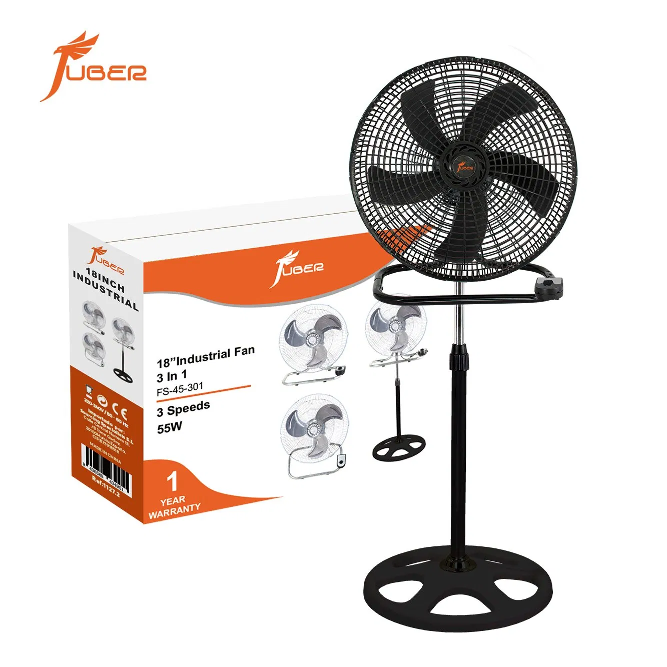 3/5 Blades for Home Garage Metal Electric Stand Fan with Aluminum Motor