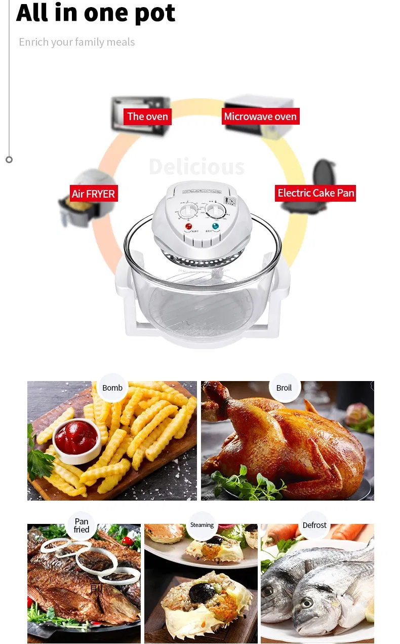 Electric Convection Oven 12L Toaster Oven Convection Electric Convection Halogen Oven Baking Turkey Rotary Large Air Fryer Digital Glass Turbo Convection Oven