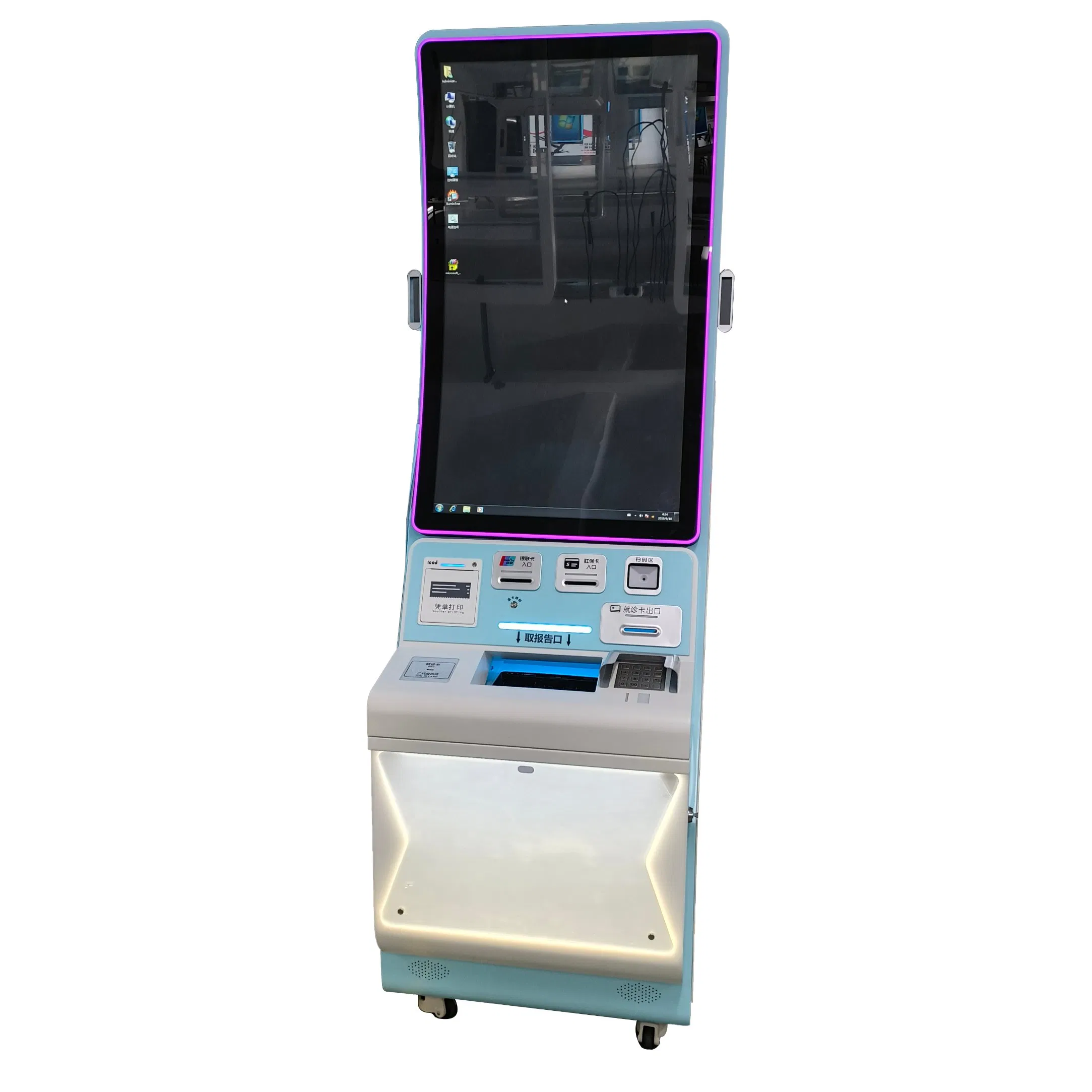 OEM Curved Screen Interactive Report Printing Service RFID Library Inquiry Information Kiosk for Library Museums Gambling