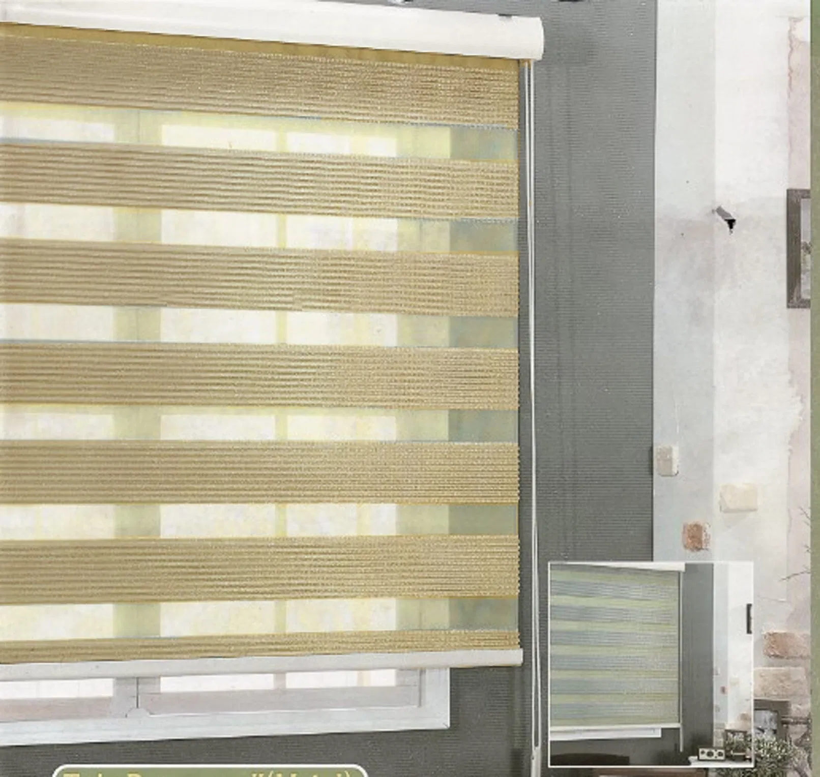 Zebra Blinds Korea Style Double Layers Blackout Manual Control Zebra Blind