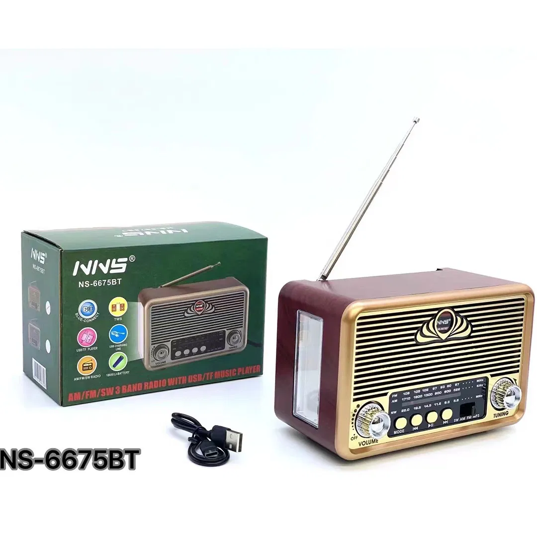 Радио-колонка NS-6675BT Vintage Wooden с Bluetooth и подсветкой