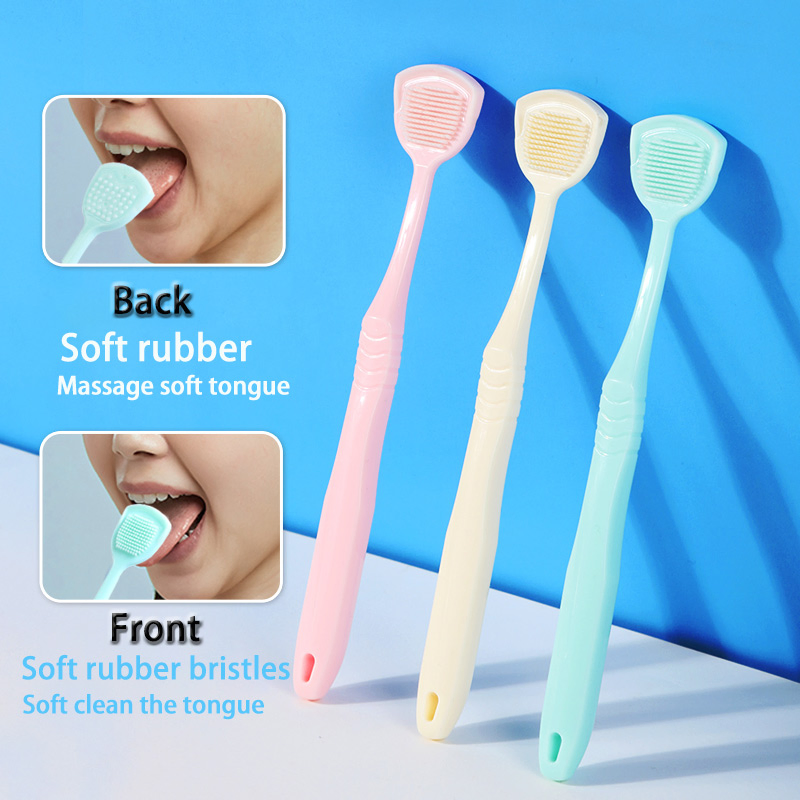 Wholesale Soft Silicone Tongue Scraper Tongue Cleaner Brush Oral Care Custom Logo