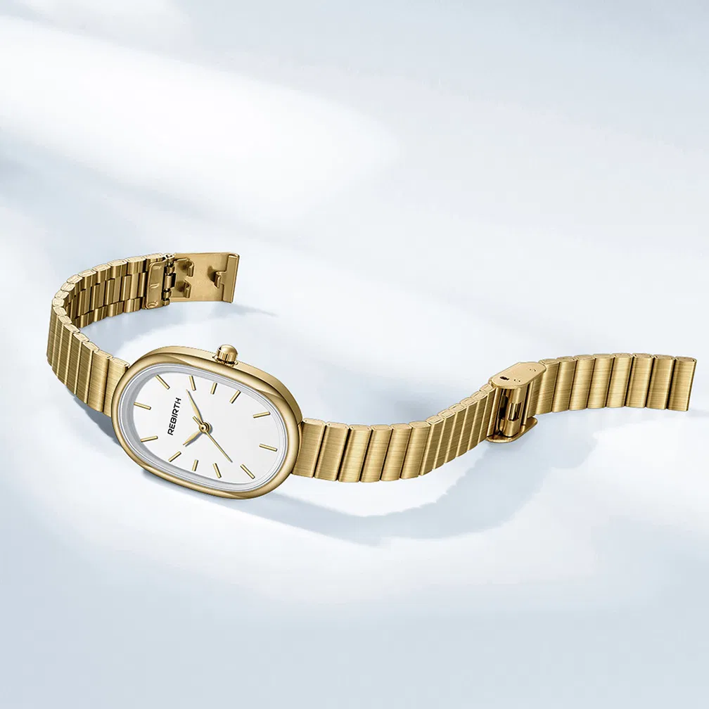 Adjustable for Rebirth 2089 Quartz Watch Wholesale Minimalist Oval Dial Bamboo Strap Fashion Versatile