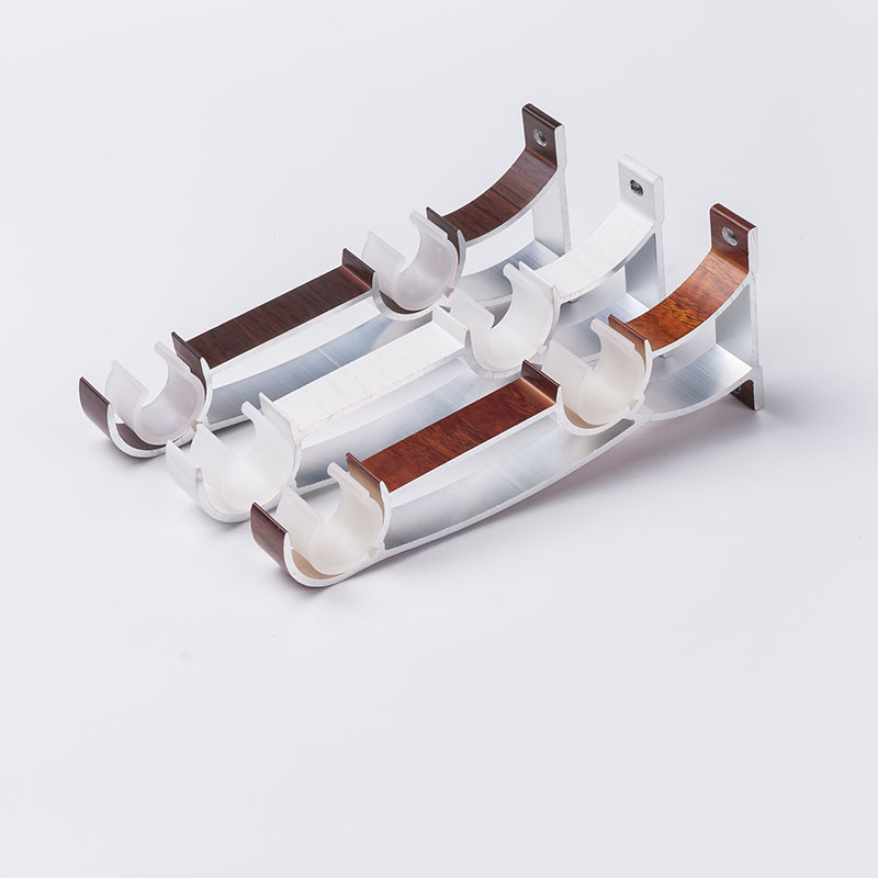 Wholesale Manufacturer Extendable Bathroom Aluminium Alloy Double Bracket Wood Finials Rod Curtain for Home Decor