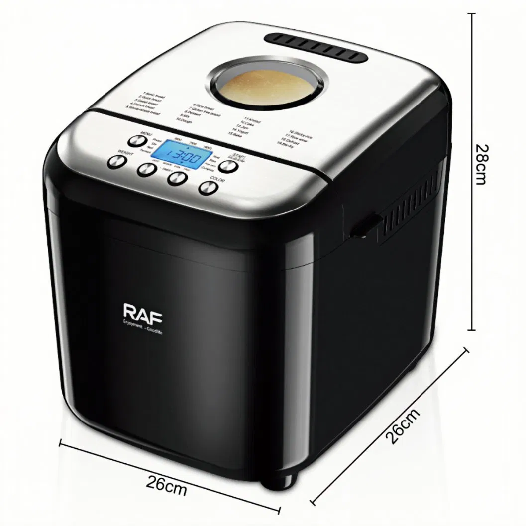 Automatic Bread Maker 19 Programs 600W 1000g Capacity LCD Display