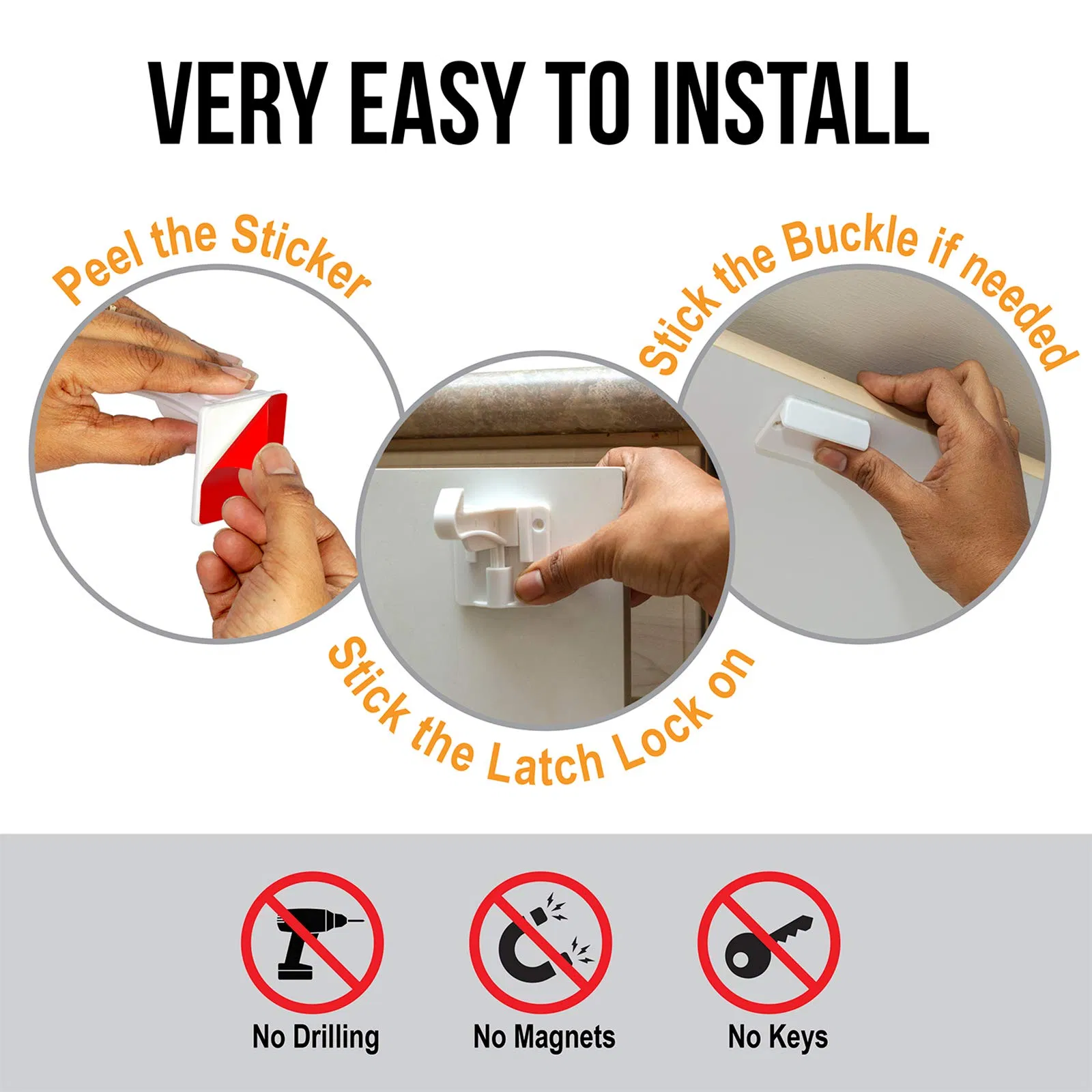 Easy Installation Suitable Invisible Baby Proofing Cabinet Latch Safety Locks