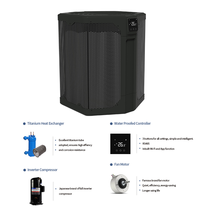 CCC Approved Amitime/OEM Air Source R32 heat pump swimming pool heater