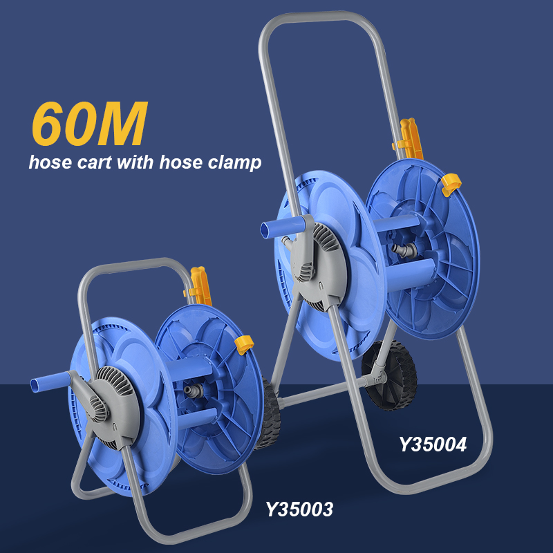 Gartenkraft 60m 1/2" Metal Trolley Garden Hose Reel Cart