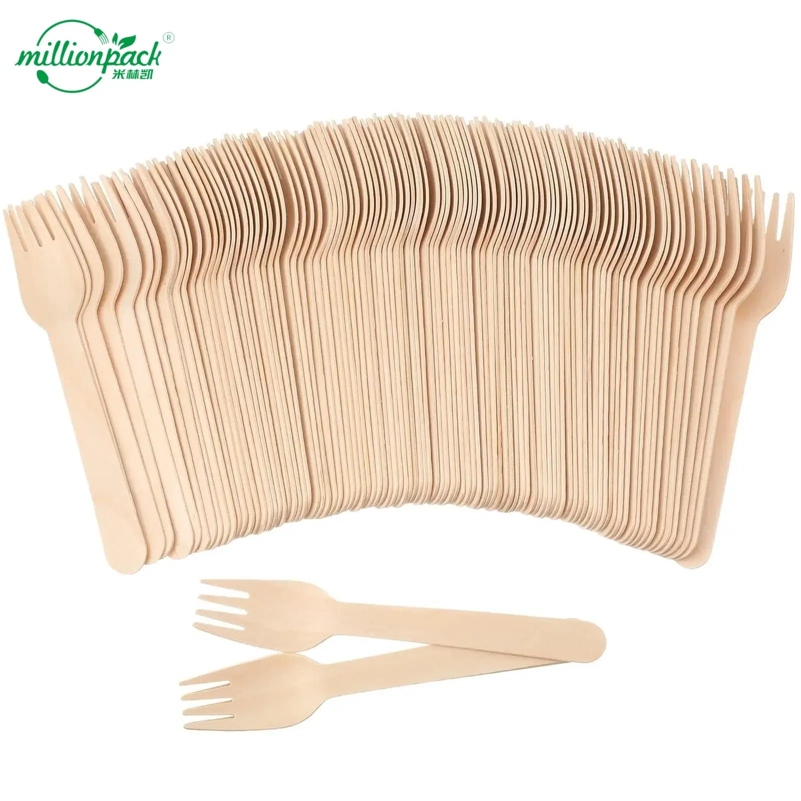 Bulk Pack of 100 Disposable Wood Forks for Wedding Banquets and Buffets