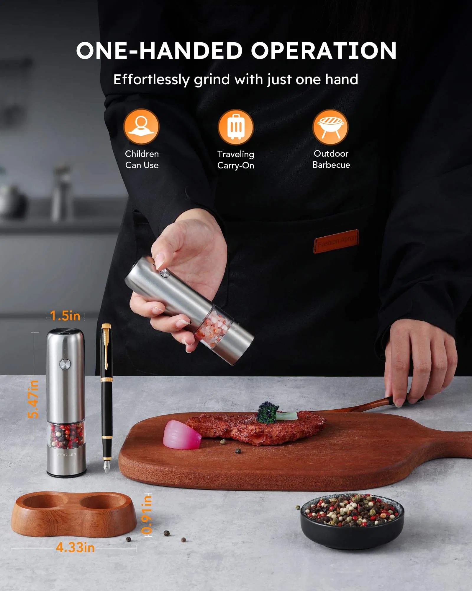 USB 2 in 1 Adjustable Electric Salt Pepper Grinder Pepper Mill Herb Spices Grinder