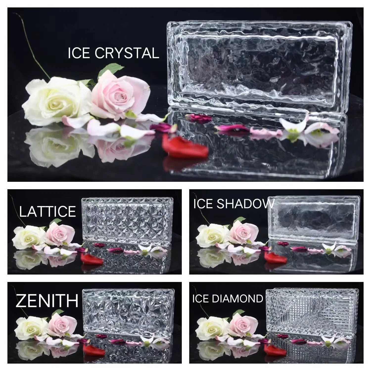 Hot Sales 200*100*50mm Hollow Glass Block Ice Crystal