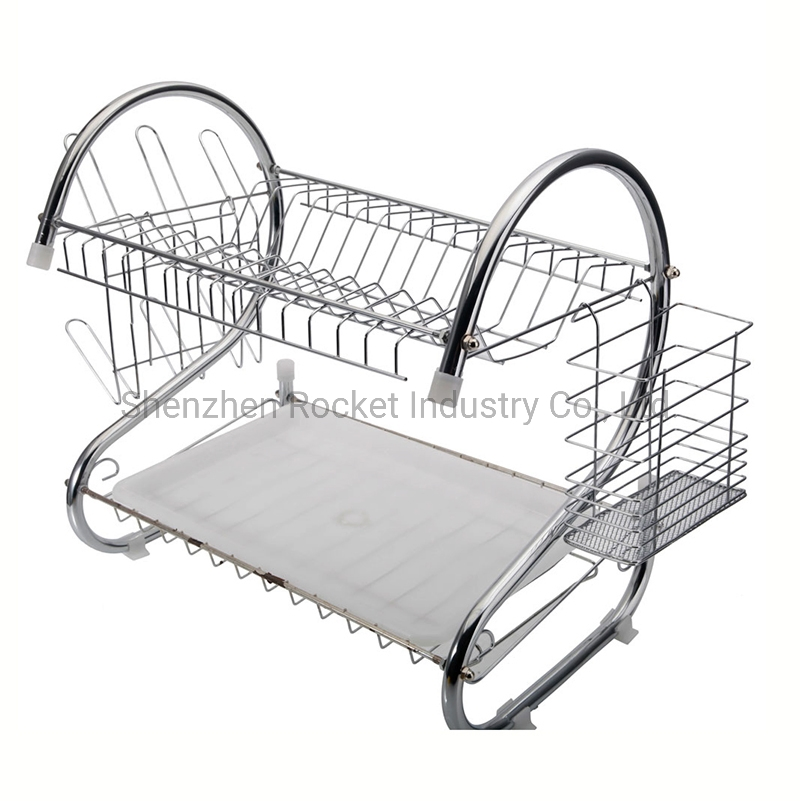 Drainer Rack Kitchen Dishes Drying 2 Layer Stainless Steel Dish Drainers