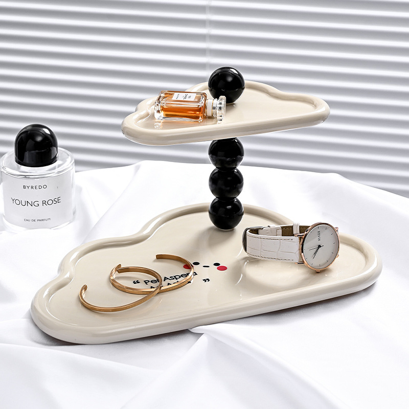 Double Layer Desktop Organizer Elegant Tray for Keys, Jewelry & Perfume Living Room & Entryway