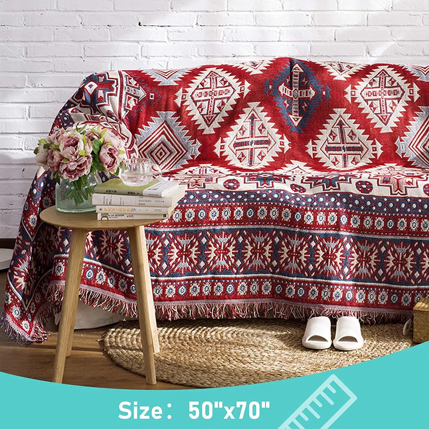 Плед вязаный с винтажным узором, 130x160 см