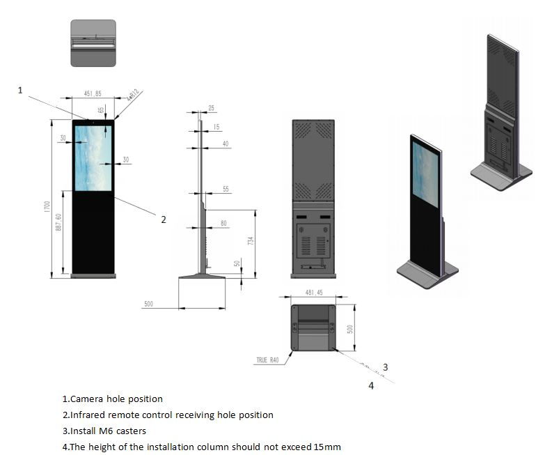 43 49 55 65 Inch Floor Standing LCD Touch Screen Digital Signage HDMI Input Advertising Player Full HD 1080P Advertising Screen