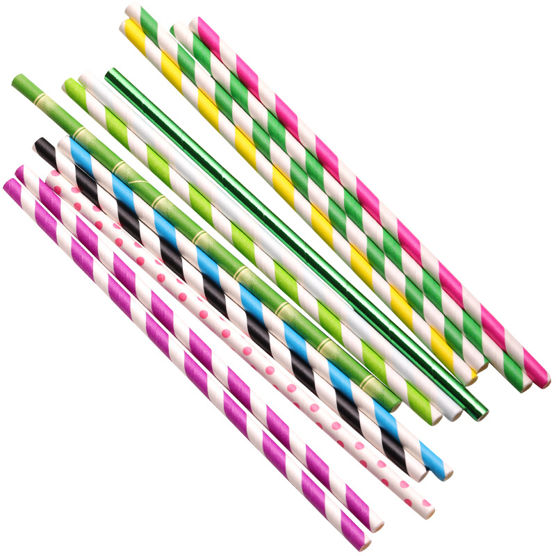 Party Disposable Biodegradable Bevel Cut Fine Paper Straw