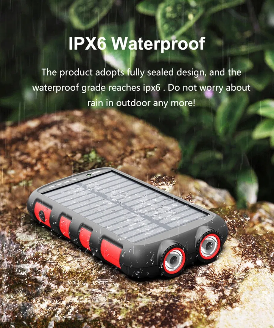 Solar Power Bank, 20000mAh Portable Charger with 3 USB Ports and LED Flashlights