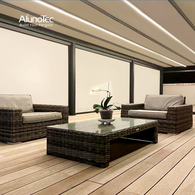 AlunoTec 22X6 4X5 4X6 Meters Waterproof Wind Resistant Garden PVC Motorized Canopy Aluminum Retractable Outdoor Shade Awning