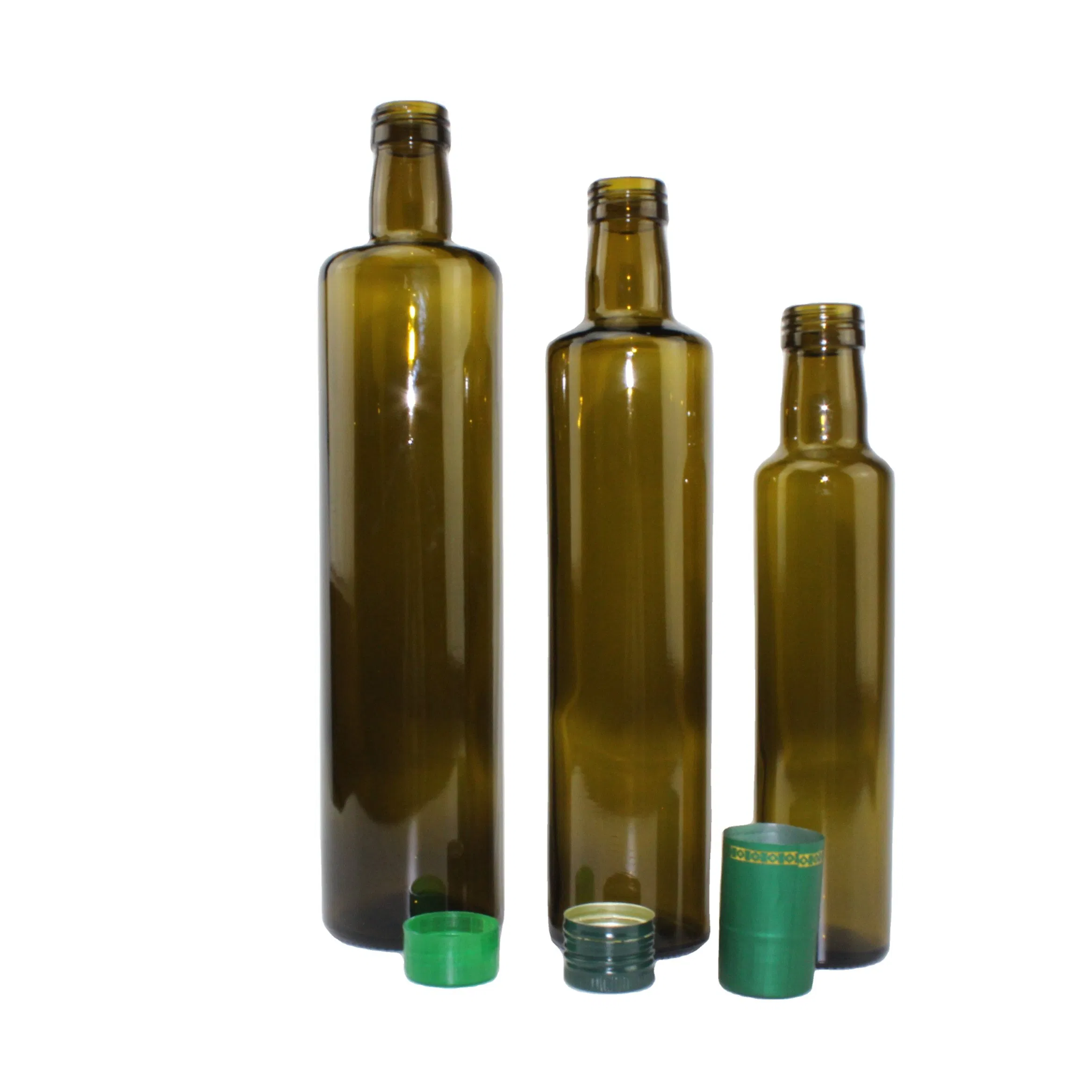 OEM Custom Wholesale 500ml Round Antique Green Glass Olive Oil Bottles