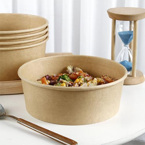 Affordable Shopping! 600ml Green Kraft Paper Bowl, PE Coating, Necessary for Take-out