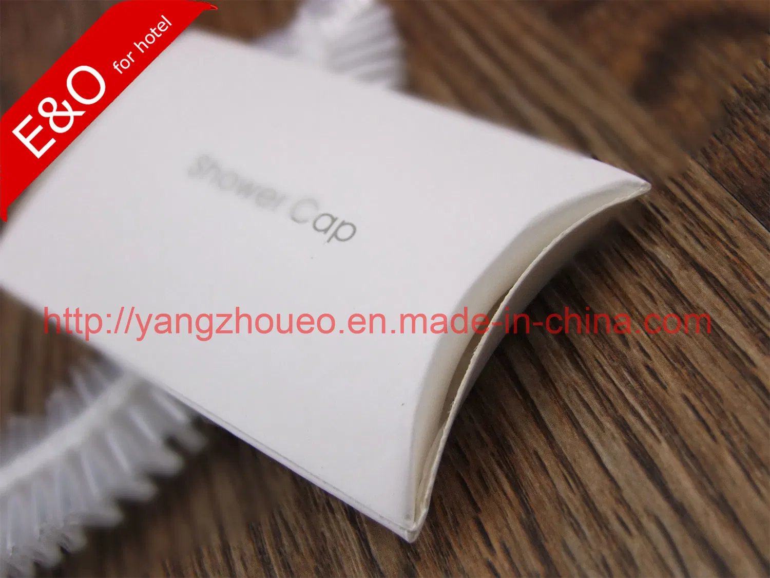 Hot Sale Transparent Disposable PE Hotel Shower Cap in Boardcard Box