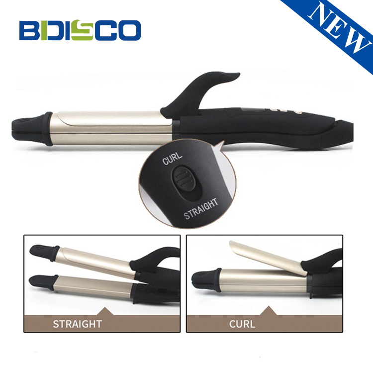 2 in 1 Hair Straightener and Hair Curler Tourmaline Plate Curling Wand