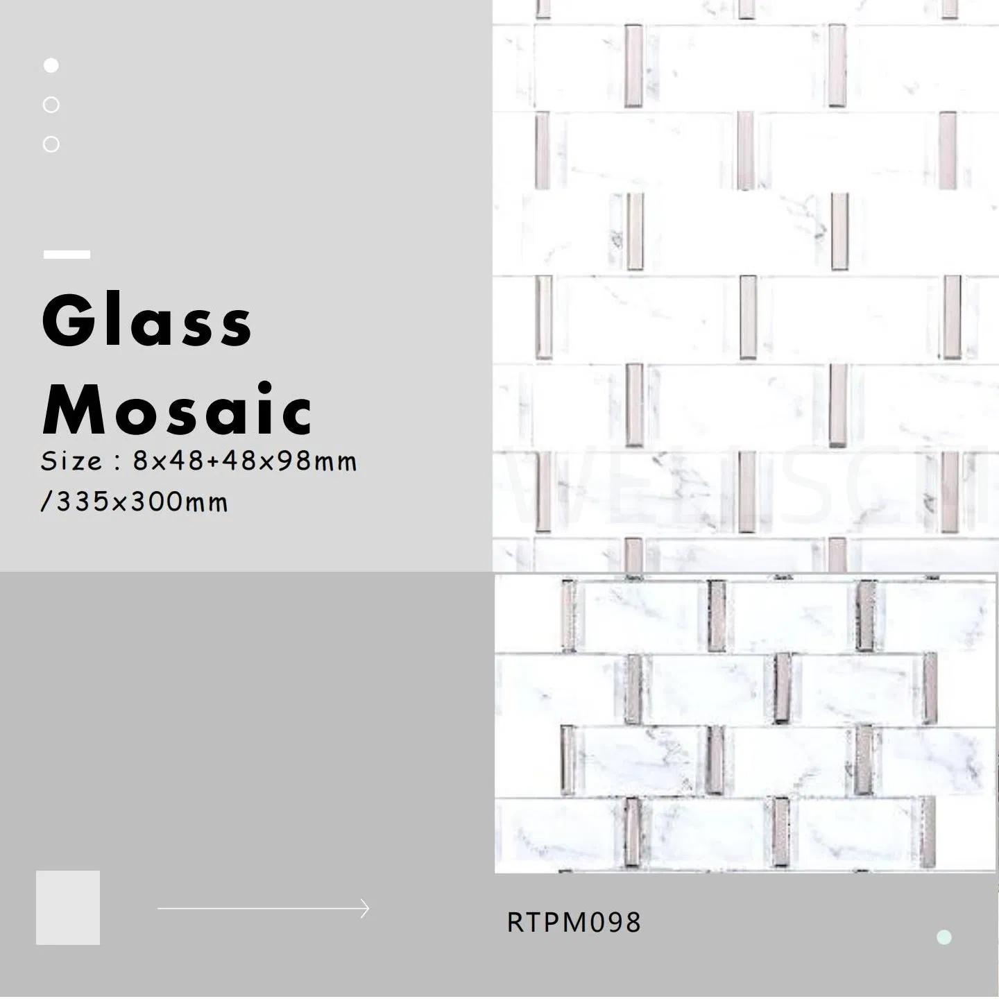 Стеклянная мозаика Crystal Grey для кухонного фартука