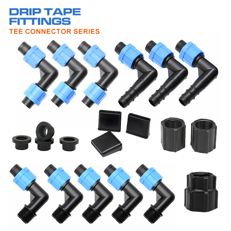 Drip Irrigation Fittings Tee Coupling Mini Offtake Drip Tape Lock Nut Elbow Valve Hose Connectors PE Control 16 17 22mm Plastic Valve Manufacturer