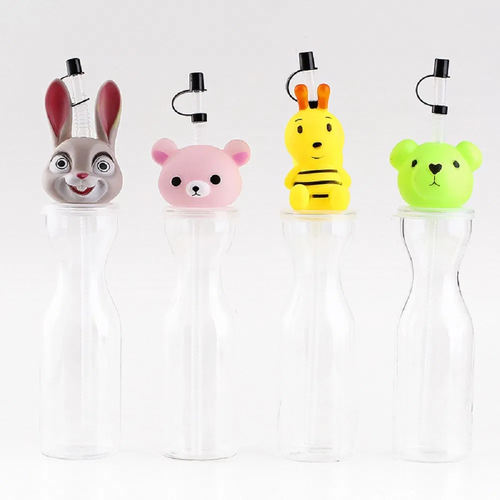 Многоразовая пластиковая бутылка для напитков с крышкой и трубочкой