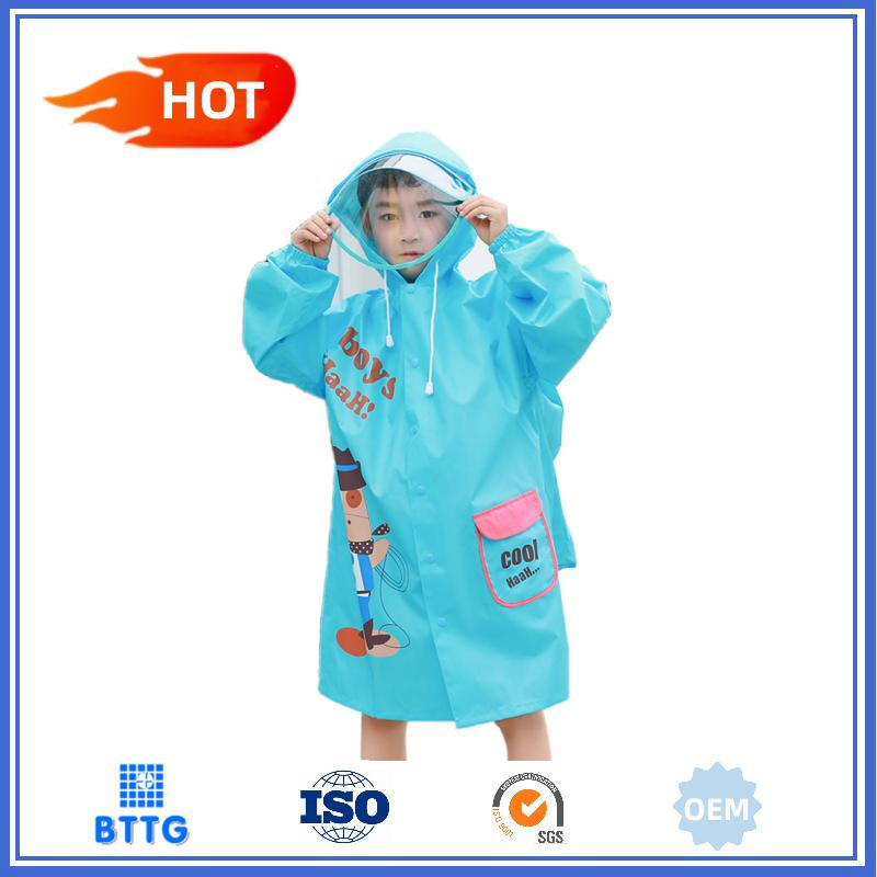 Factory Price Kids Long Jacket EVA Colorful Waterproof Cutsom Printing Animal Raincoat