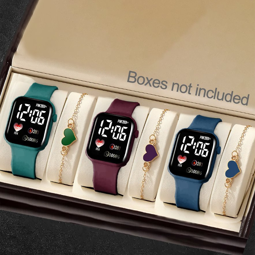 Three Colors Watch Set Gift Women Cute Cartoon Heart Bracelet