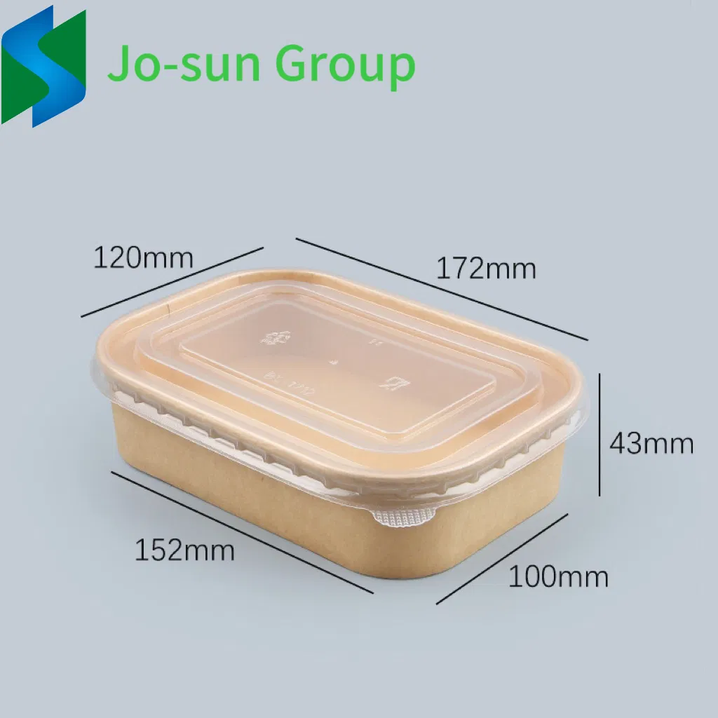 Eco-Friendly Microwave Heating Lunch Box Disposable Lunch Box Kraft Paper Rectangular Bowl