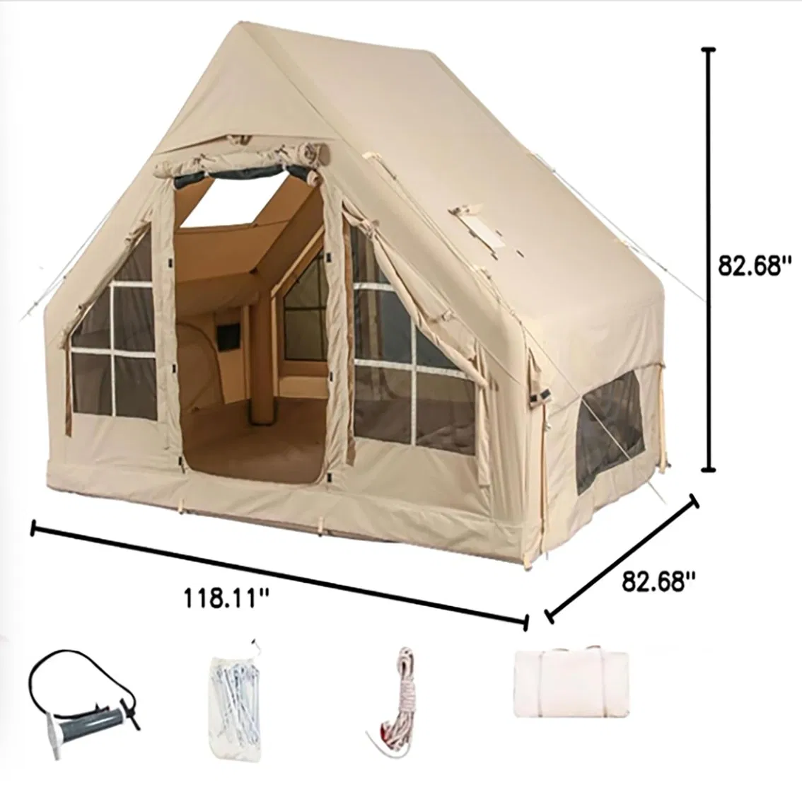 Portable Oxford Air Tent Cabin House Style Winter Camping Full Set Equipment Thickened Waterproof Overnight Sunroof Outdoor