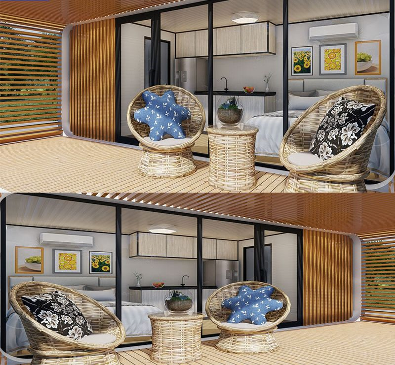 20FT 40FT Modern Luxary Movable Modular Prefab Tiny House Portable Office Pod Prefabricated Apple Cabin Capsule with Smart Control System Bathroom and Kitchen