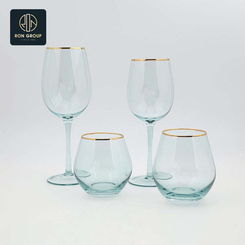 High Quality Custom Colorful Glass Cup Bar Cold Drinking Glasses Restaurant Clear Goblet for Wedding